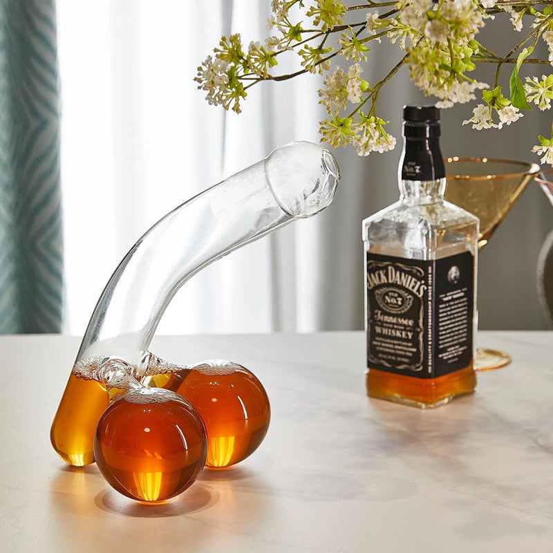 Glazen Karaf 600ml met Speels Design Transparant Bleivrij Glas voor Whisky Wijn | Sansoti