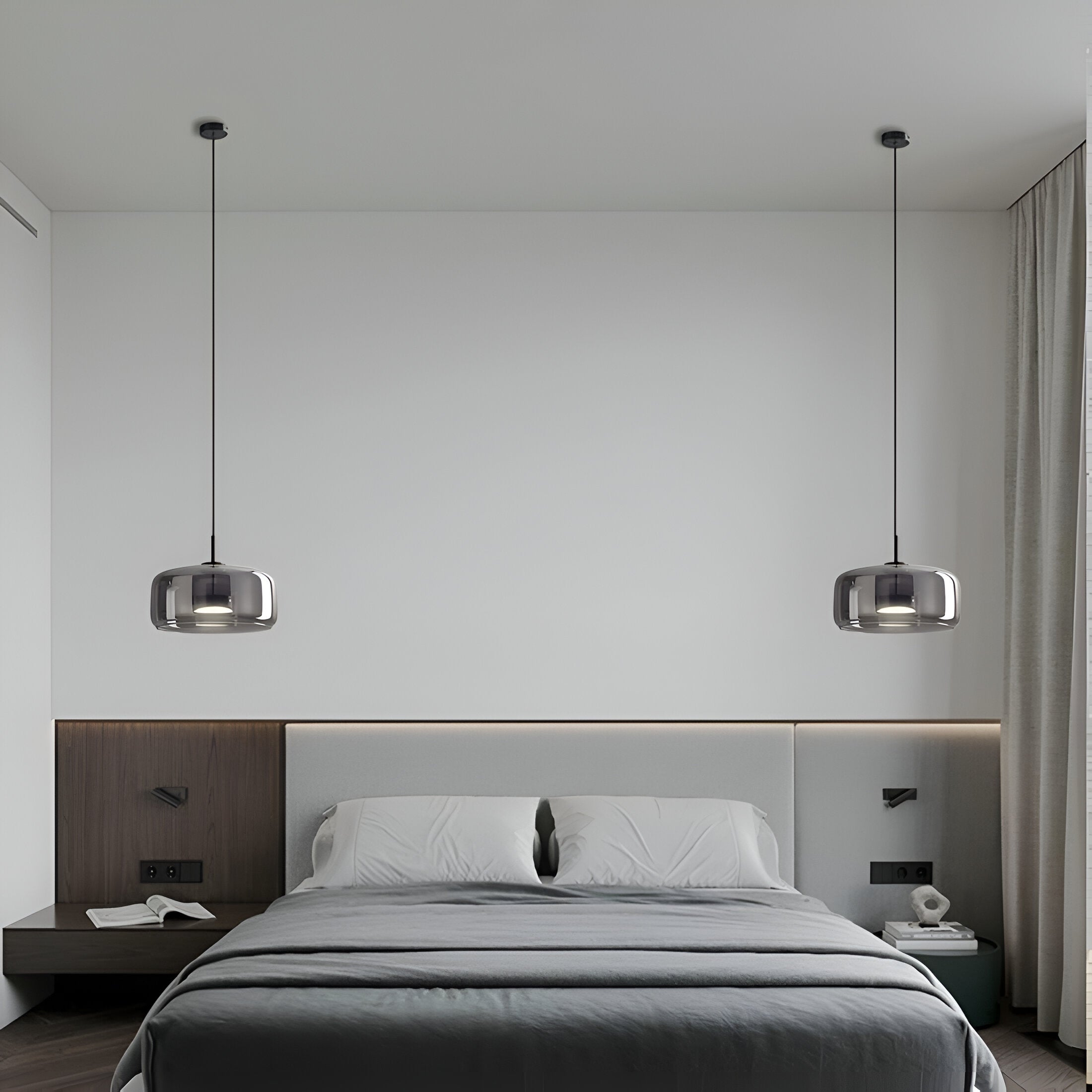 Hängelampe Rauchglas Retro Trio Handgeblasen Dimmbar Verstellbar Schwarz | Restfield