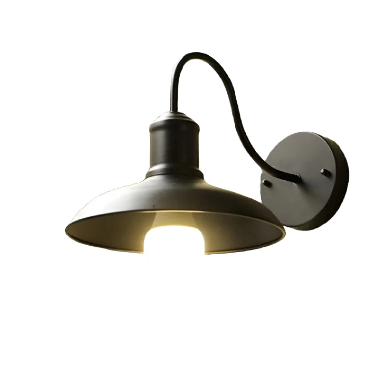 Buitenlamp Wandlamp Industrieel Vintage IJzer Kom Zwart 37cm LED | Sansoti