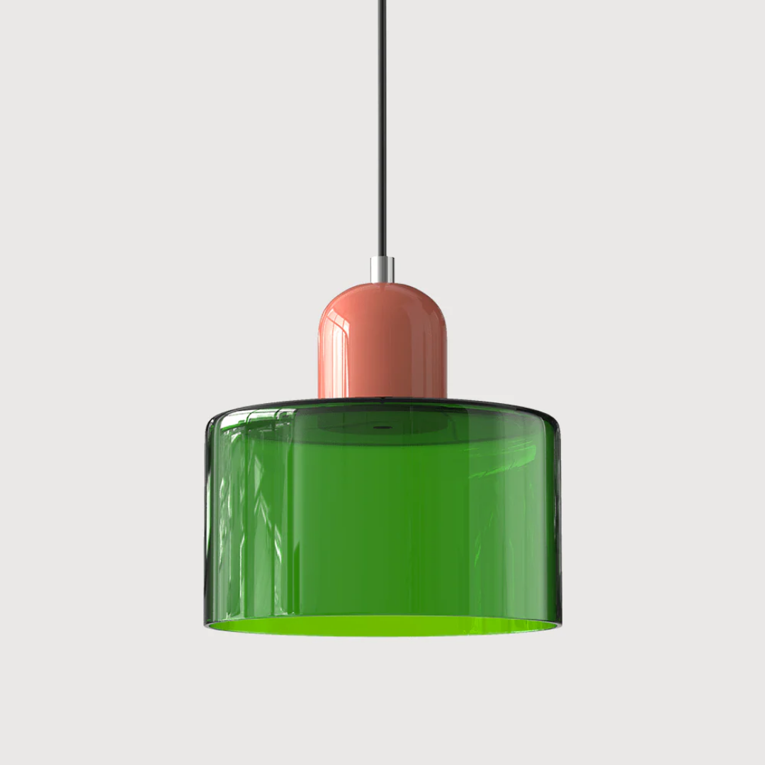 Lismeno Retro Hanglamp Glas 15cm Groen Oranje Eettafel Keuken Vintage Verlichting Compact | Sansoti