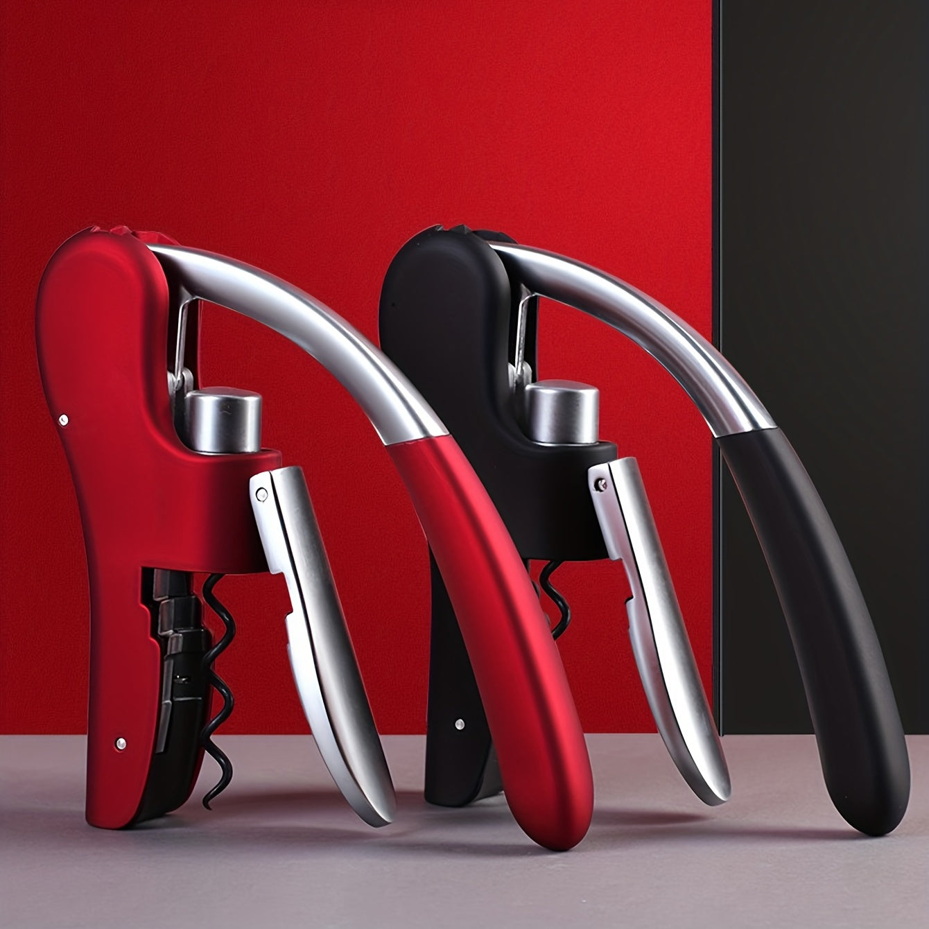 Kurkentrekker Hefboom Metaal Kunststof Rood Wijnflessen Thuis Horeca Flessenopener Ergonomisch | Sansoti