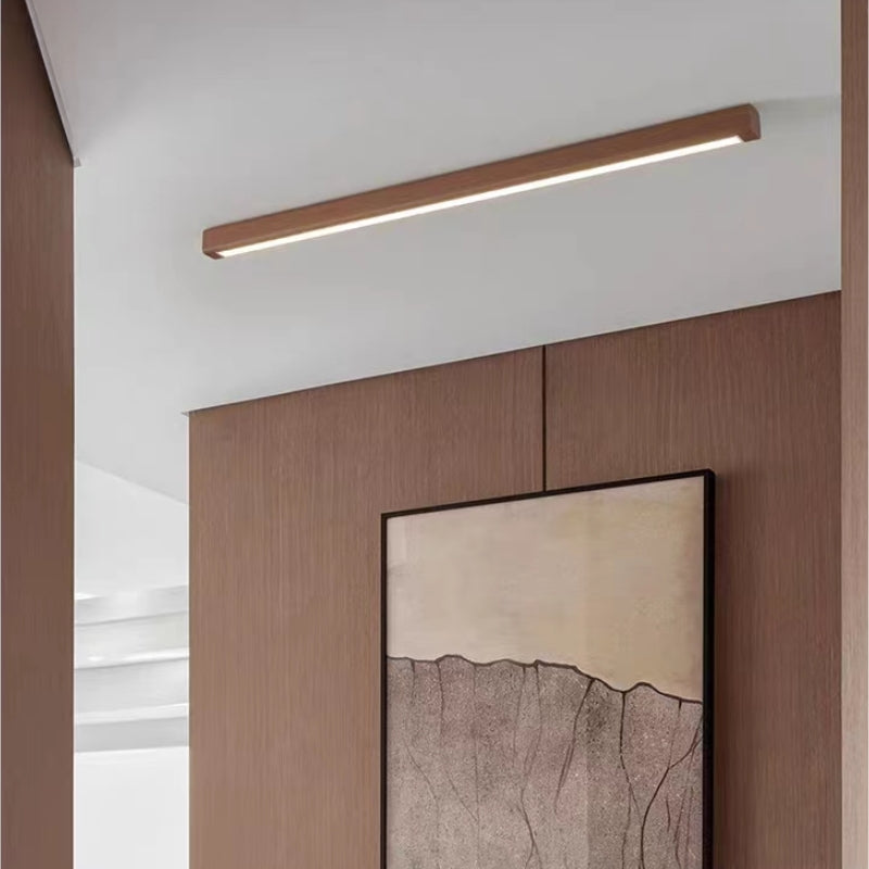 Plafonnier linéaire en bois et acrylique 60 cm 100 cm à LED, trois modes d’éclairage, design moderne scandinave, chambre | Sansoti