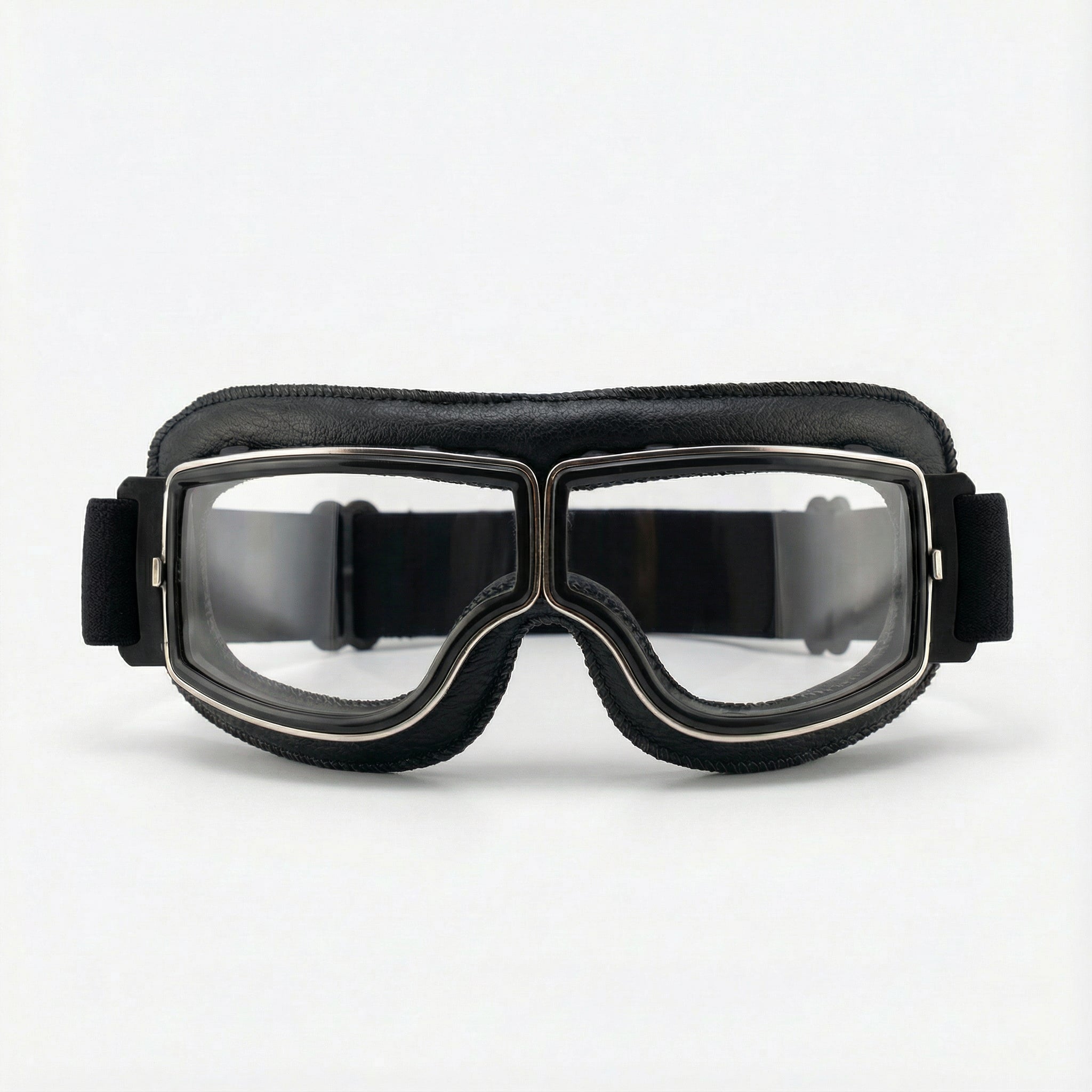 Retro Motorgoggles met Leren Frame en Splintervrije Glazen | Vintage Motorbril Wind- en Stofbestendig | Sansoti
