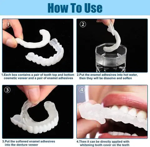 Cosmetic Denture Prosthesis for Adults, Removable Silicone Tooth Filling, Reusable, Natural White | Sansoti
