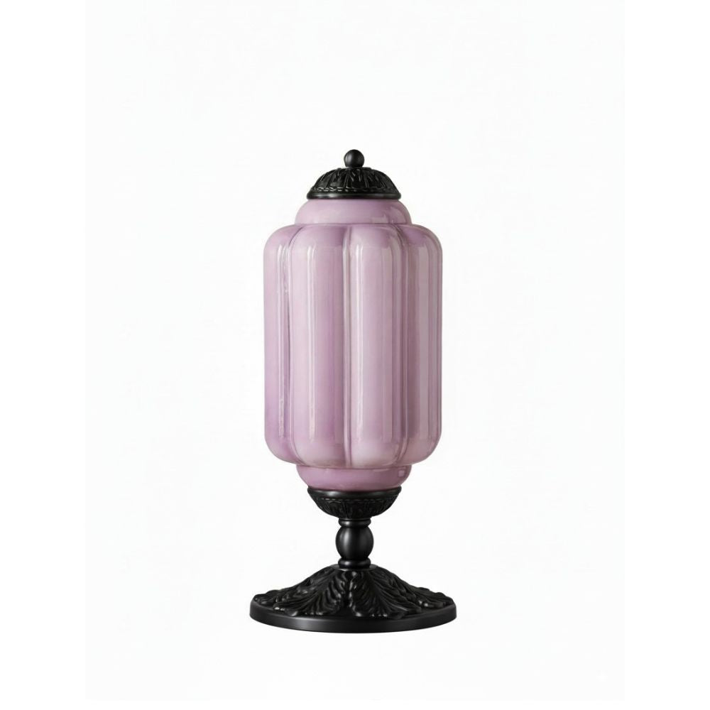 Glazen Tafellamp met Scallop Design Vintage Stijl Slaapkamer Woonkamer Accentverlichting Zwart Messing Matglas | Sansoti
