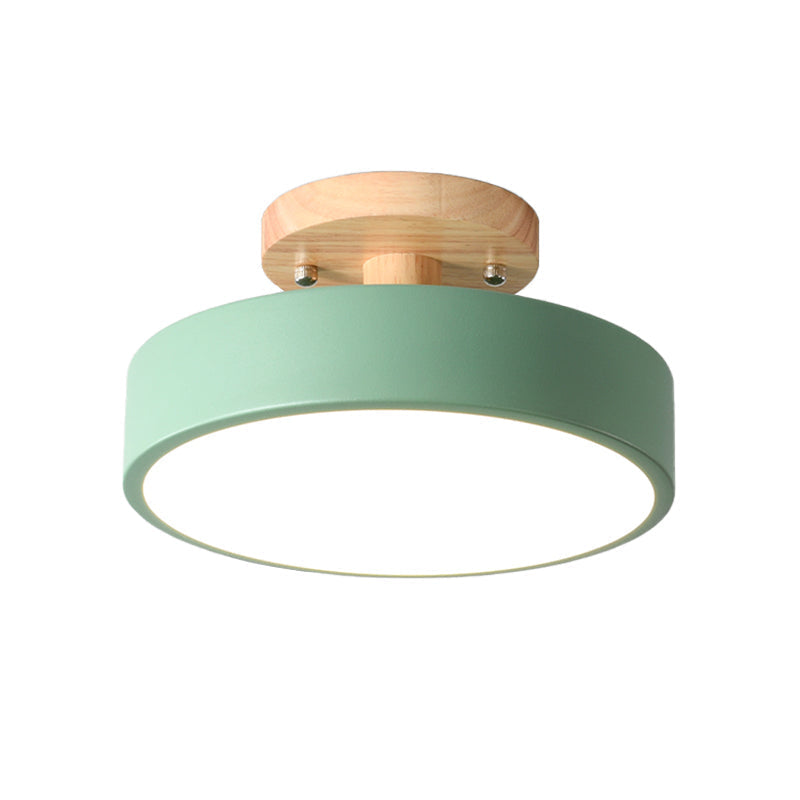 Trommel Plafondlamp LED Hout Scandinavisch Design Gang Hal Slaapkamer Woonkamer Modern Verlichtingsarmatuur | Sansoti