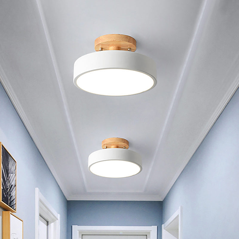 Trommel Plafondlamp LED Hout Scandinavisch Design Gang Hal Slaapkamer Woonkamer Modern Verlichtingsarmatuur | Sansoti