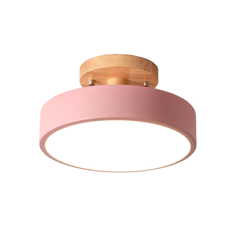 Trommel Plafondlamp LED Hout Scandinavisch Design Gang Hal Slaapkamer Woonkamer Modern Verlichtingsarmatuur | Sansoti