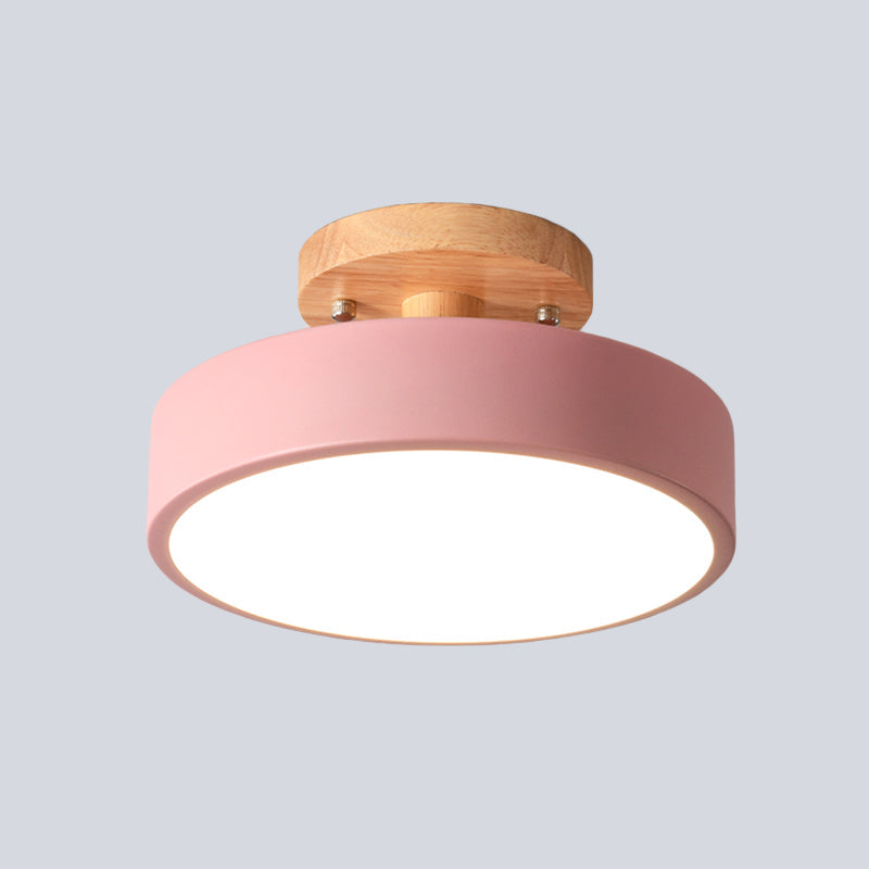 Trommel Plafondlamp LED Hout Scandinavisch Design Gang Hal Slaapkamer Woonkamer Modern Verlichtingsarmatuur | Sansoti