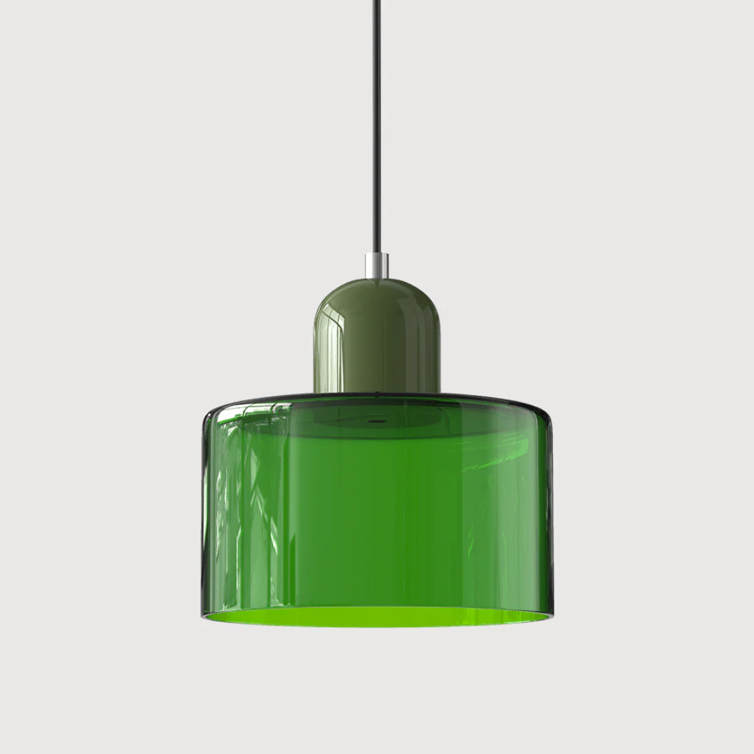 Lismeno Retro Hanglamp Glas 15cm Groen Oranje Eettafel Keuken Vintage Verlichting Compact | Sansoti