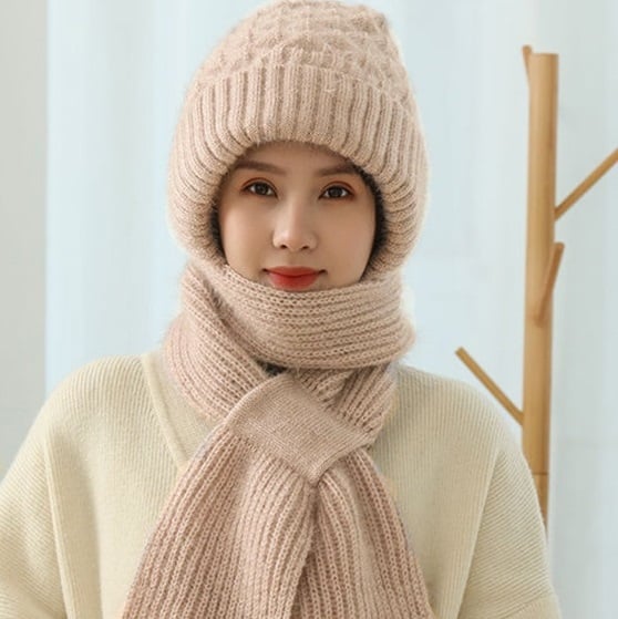 Wintermütze mit Gesichts- und Ohrwärmern Fleece-gefüttert Winddicht Gestrickt Unisex-Winteraccessoire | Sansoti
