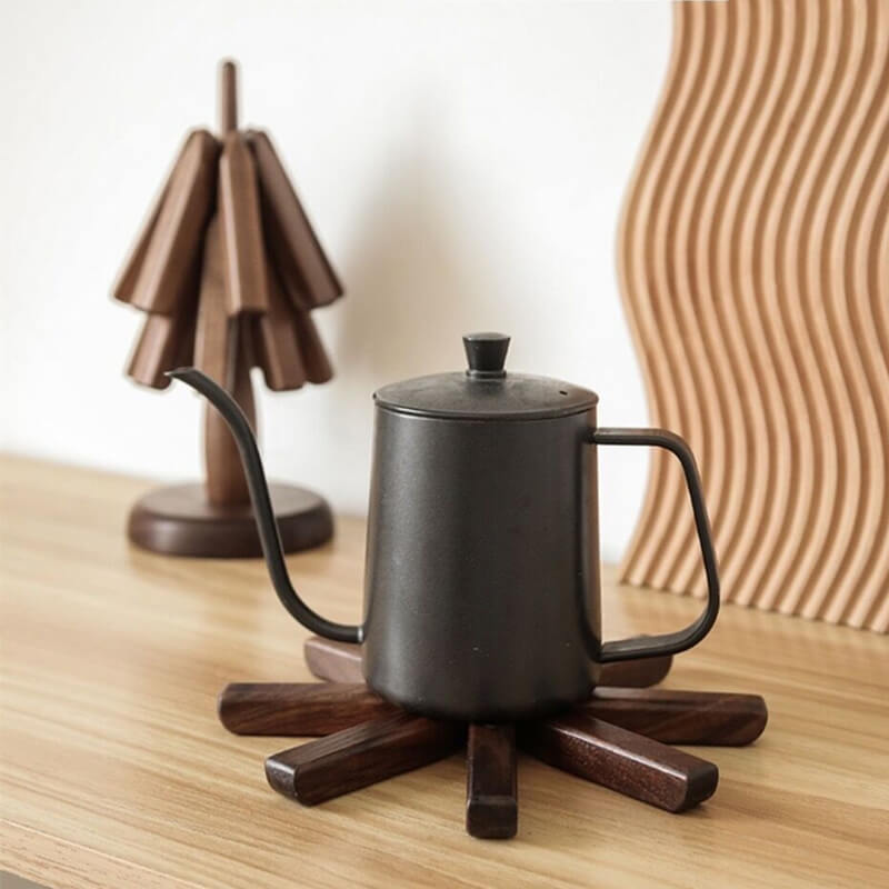 Dessous de plat en noyer, design arbre en bois, 10x25 cm, protection de table | Restfield