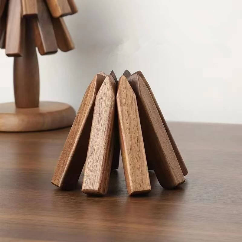 Dessous de plat en noyer, design arbre en bois, 10x25 cm, protection de table | Restfield