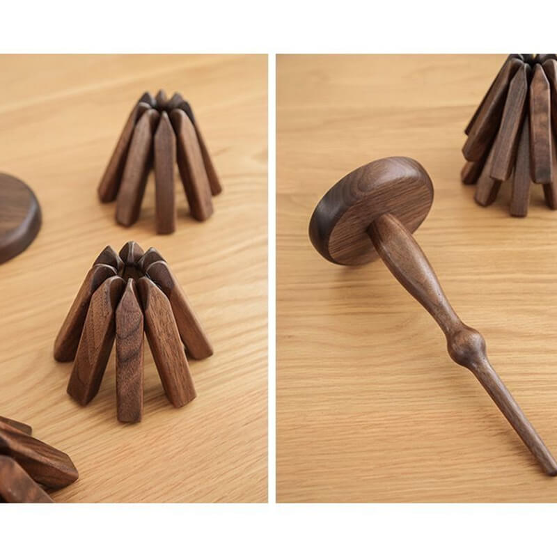 Dessous de plat en noyer, design arbre en bois, 10x25 cm, protection de table | Restfield