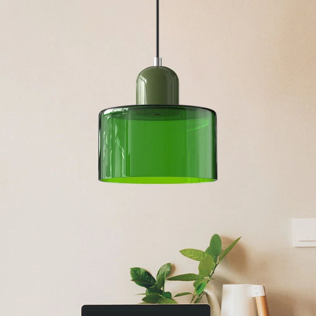 Lismeno Retro Hanglamp Glas 15cm Groen Oranje Eettafel Keuken Vintage Verlichting Compact | Sansoti