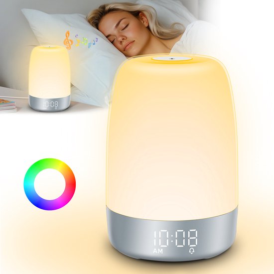 Weklicht met Zonsopgang Simulatie Natuurgeluiden USB-C Oplaadbaar Draadloos Nachtlampje Slaapkamer 20cm | Sansoti