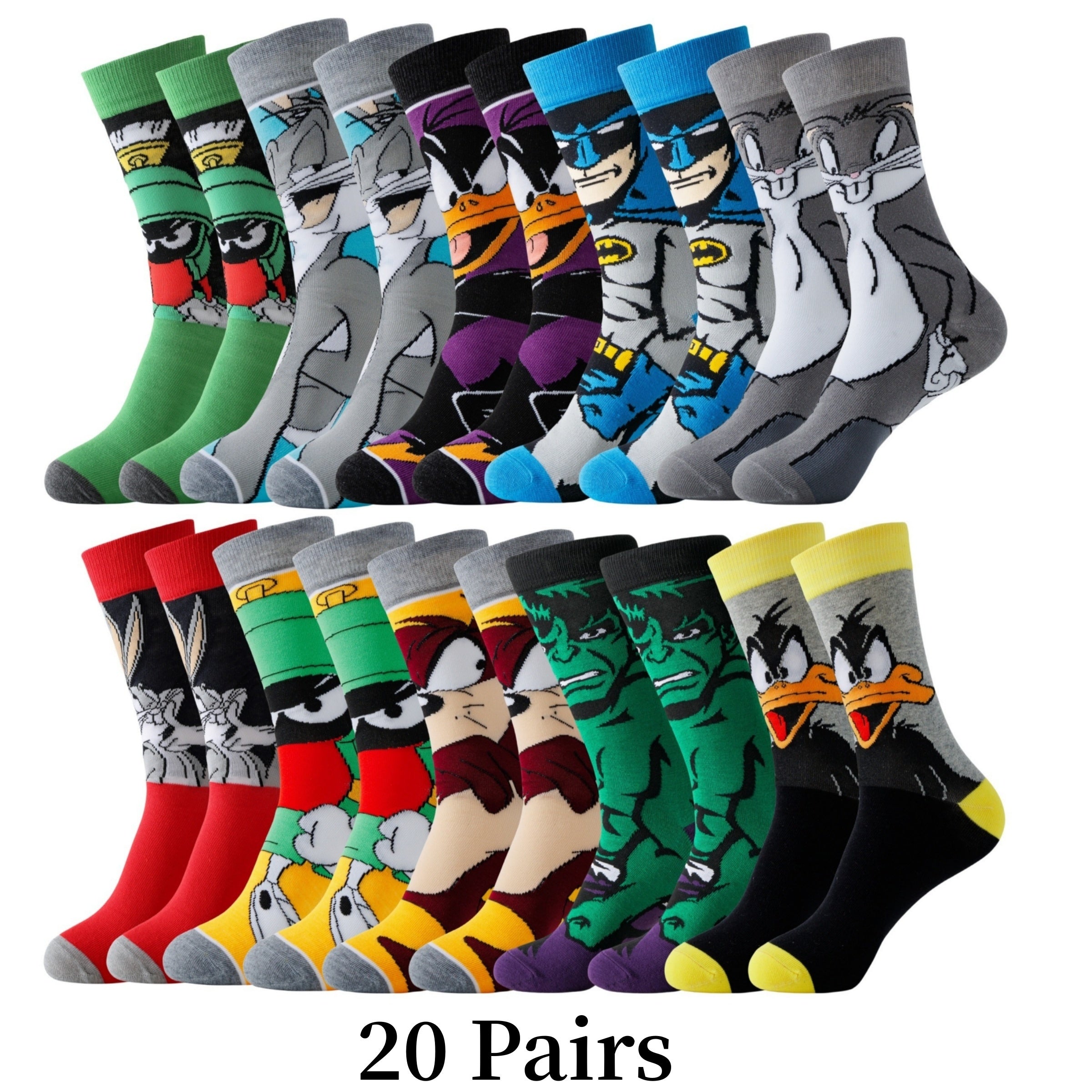 Cartoon Socken Set 20 Paar Polyester Spandex Multicolor Freizeit Streetwear Unisex Atmungsaktiv Elastisch | Restfield