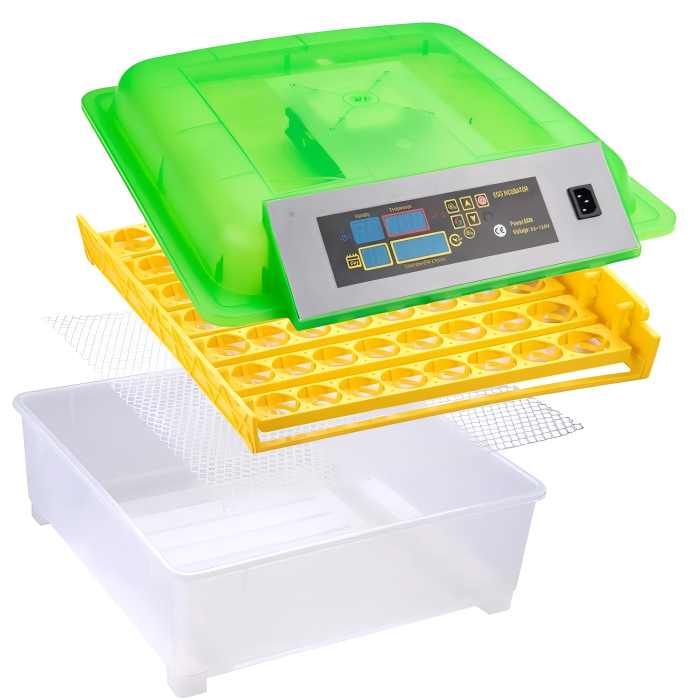 Brutmaschine für 56 Eier mit digitaler Temperaturregelung, automatischer Wendefunktion und LED-Display für die Heimzucht | Sansoti