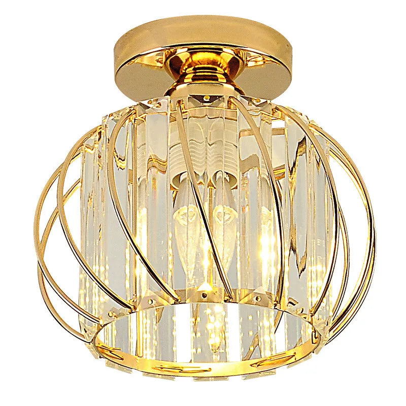 Crystal Ceiling Light Metal Gold Black E27 Entrance Bedroom Hallway Living Room Dining Room Hallway Luxury Interior | Sansoti