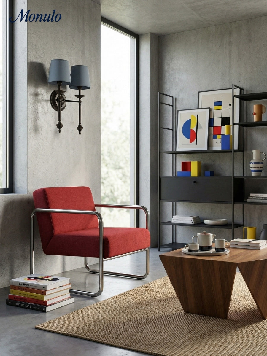 Stoffen Wandlamp met Vintage Koperen Afwerking – Sfeervolle Verlichting voor Hal, Slaapkamer en Woonkamer | Sansoti