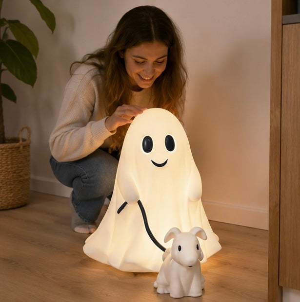 Spooky Dog Statue Halloween Decoration Walking Dog Figure White Resin Table Ornament for Home Décor | Sansoti