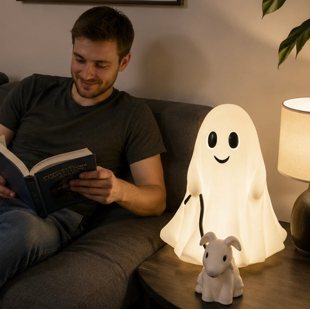 Spooky Dog Statue Halloween Decoration Walking Dog Figure White Resin Table Ornament for Home Décor | Sansoti