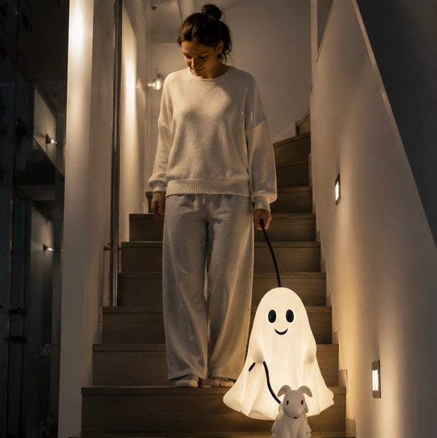 Spooky Dog Statue Halloween Decoration Walking Dog Figure White Resin Table Ornament for Home Décor | Sansoti