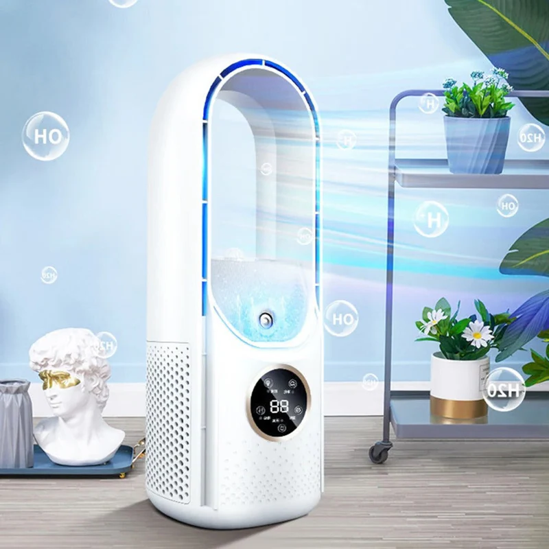 Portable Bladeless Humidifier with Quiet Operation for Home and Office – Compact USB Cooling Fan with 6 Speeds and Timer – Energy-Saving Personal Air Conditioner for Workplace and Bedroom | Sansoti