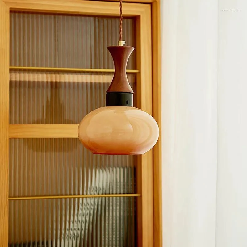 Suspension Verre Bois E27/E26 Salon Salle à Manger Chambre Rétro Vintage Éclairage | Restfield