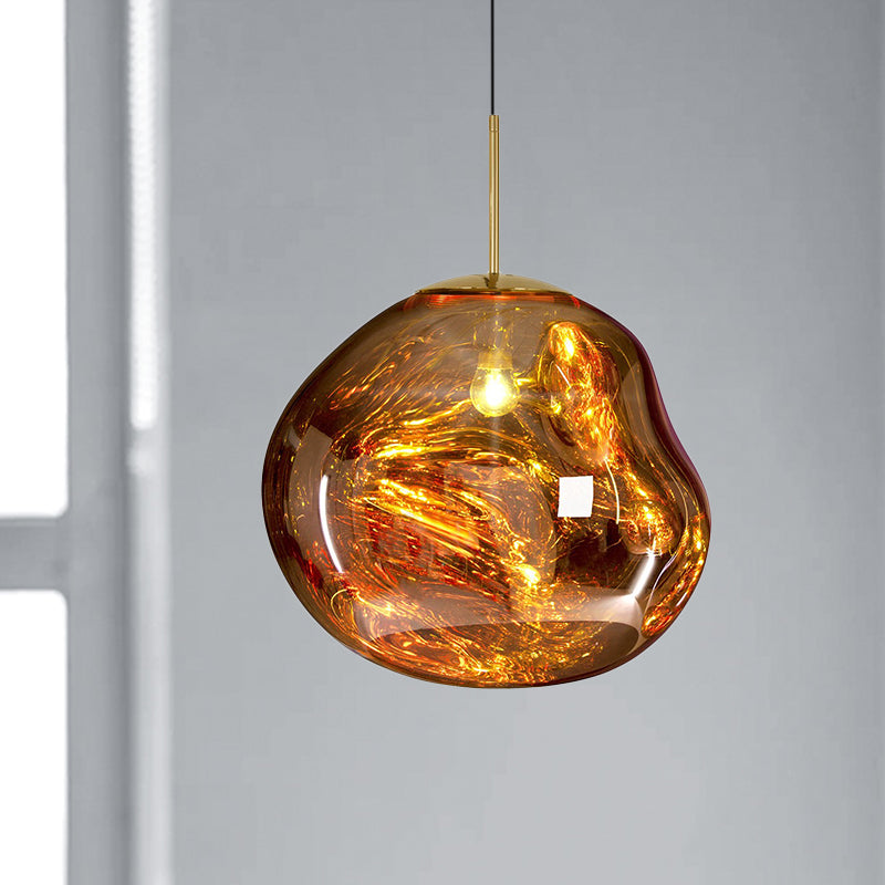 Glazen Hanglamp Rond Metalen Kap Eetkamer Plafondverlichting Moderne Woonkamer E27 Fitting Scandinavisch | Sansoti