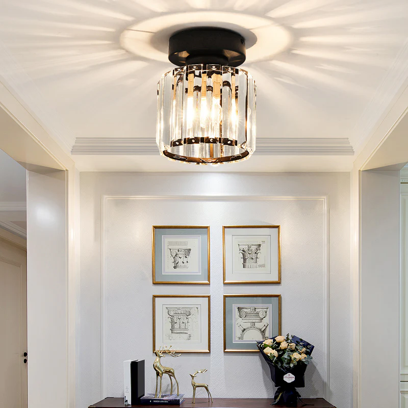 Kilon plafondlamp kristal kubus messing plafond hal woonkamer slaapkamer moderne verlichting compact | Sansoti