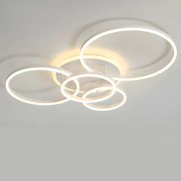 Moderne Deckenleuchte LED Aluminium Schwarz Wohnzimmer Schlafzimmer Design Beleuchtung Ringe minimalistisch | Restfield