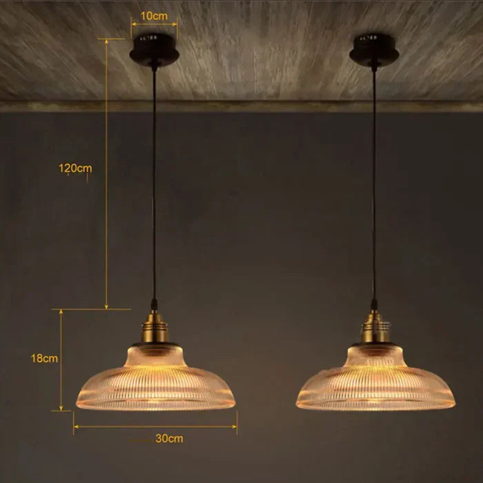 Suspension en verre avec verre côtelé et lumière chaude pour salle à manger, salon et cuisine | Restfield