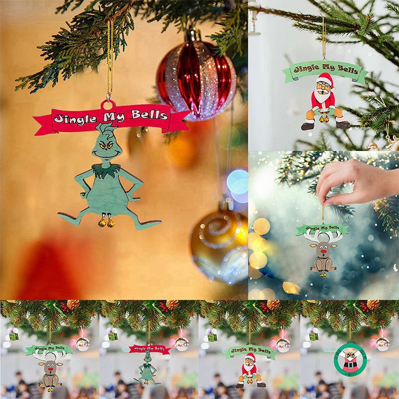 Weihnachtsbaumanhänger mit Glöckchen Humorvolle Festtagsfiguren Handbemaltes Harzornament für den Tannenbaum | Sansoti