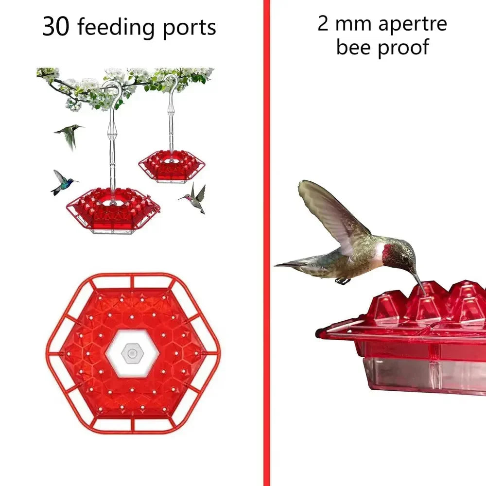 Kolibrifutterspender für draußen mit Ameisenabwehr, 30 Futteröffnungen, hängende Vogelfütterung, Gartendekoration | Sansoti