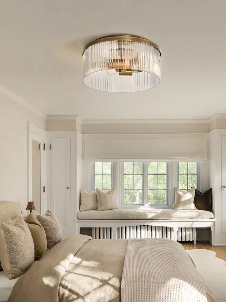 Geribbelde Glazen Plafondlamp Modern Laagbouw Ontwerp Slaapkamer Woonkamer Gang | Sansoti
