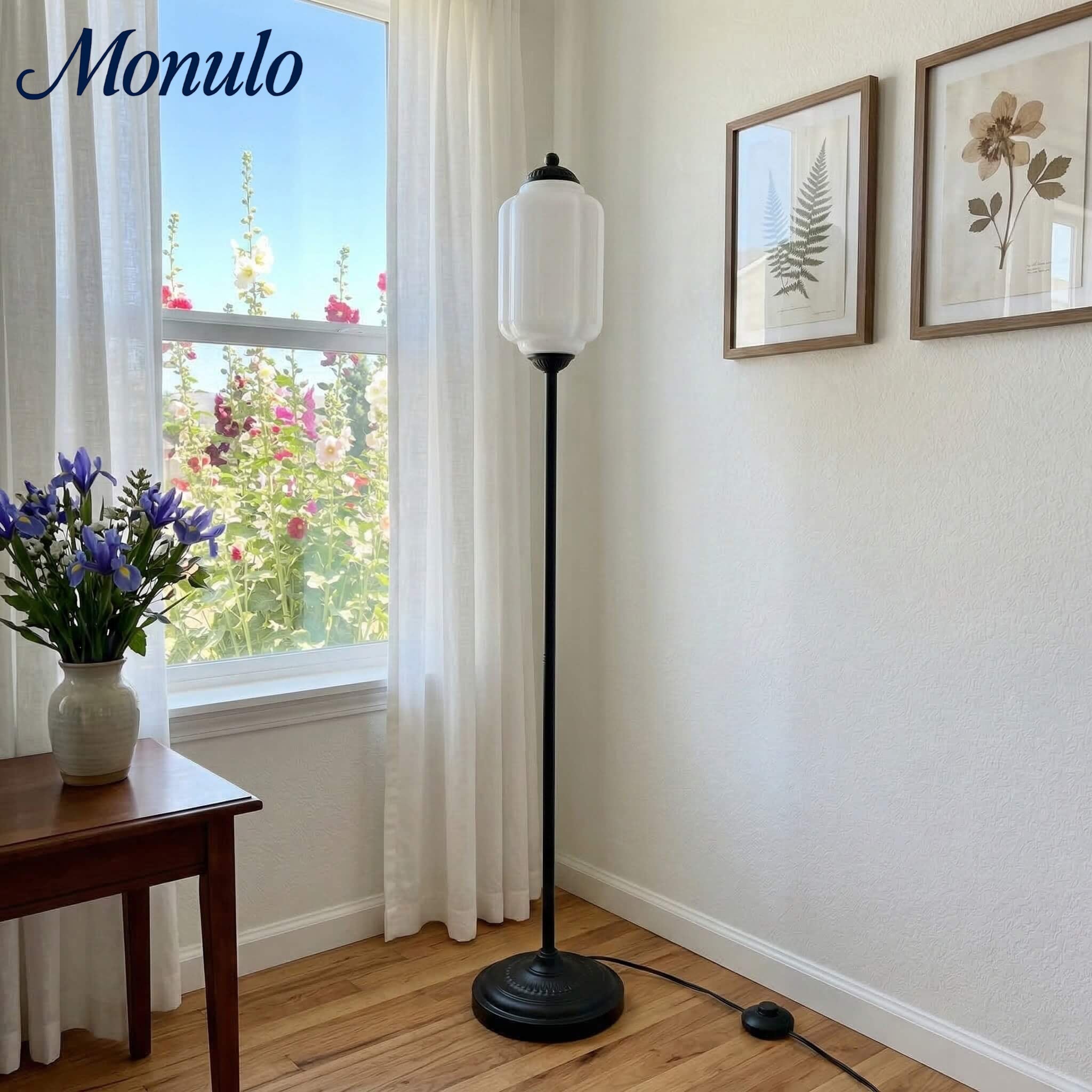 Decoratieve Glazen Pompoen Vloerlamp Retro Organische Stijl Woonkamer Staande Lamp | Sansoti