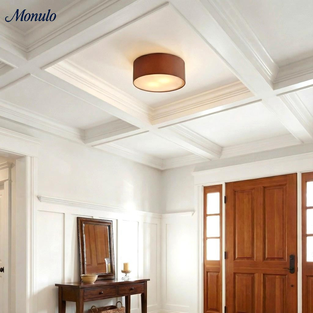 Plafondlamp met Linnen Kap – Drumvorm Ø30/45cm – Modern Scandinavisch Design – Elegante Verlichting Woonkamer Slaapkamer Eetkamer | Sansoti