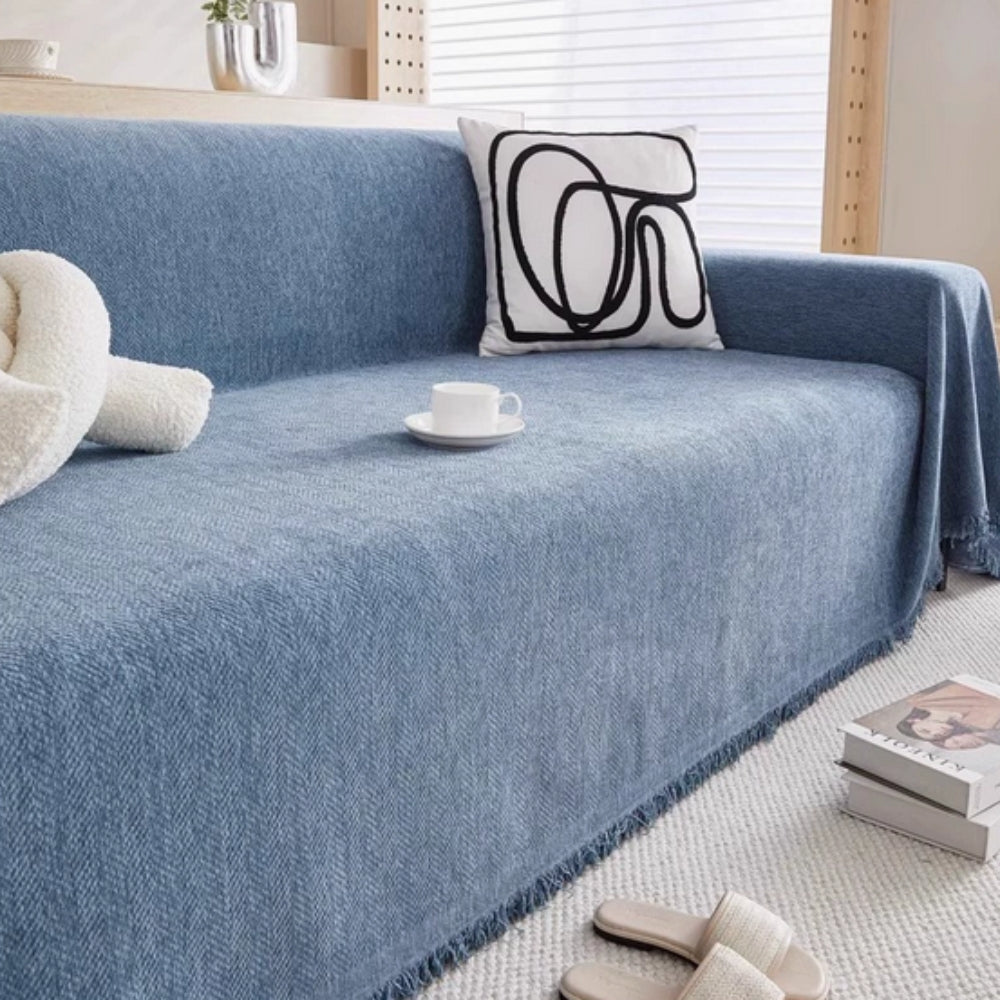 Chenille Bankhoes met Kwastjes – Stijlvolle Bescherming voor Bank en Fauteuil – Wasbaar & Waterdicht | Sansoti