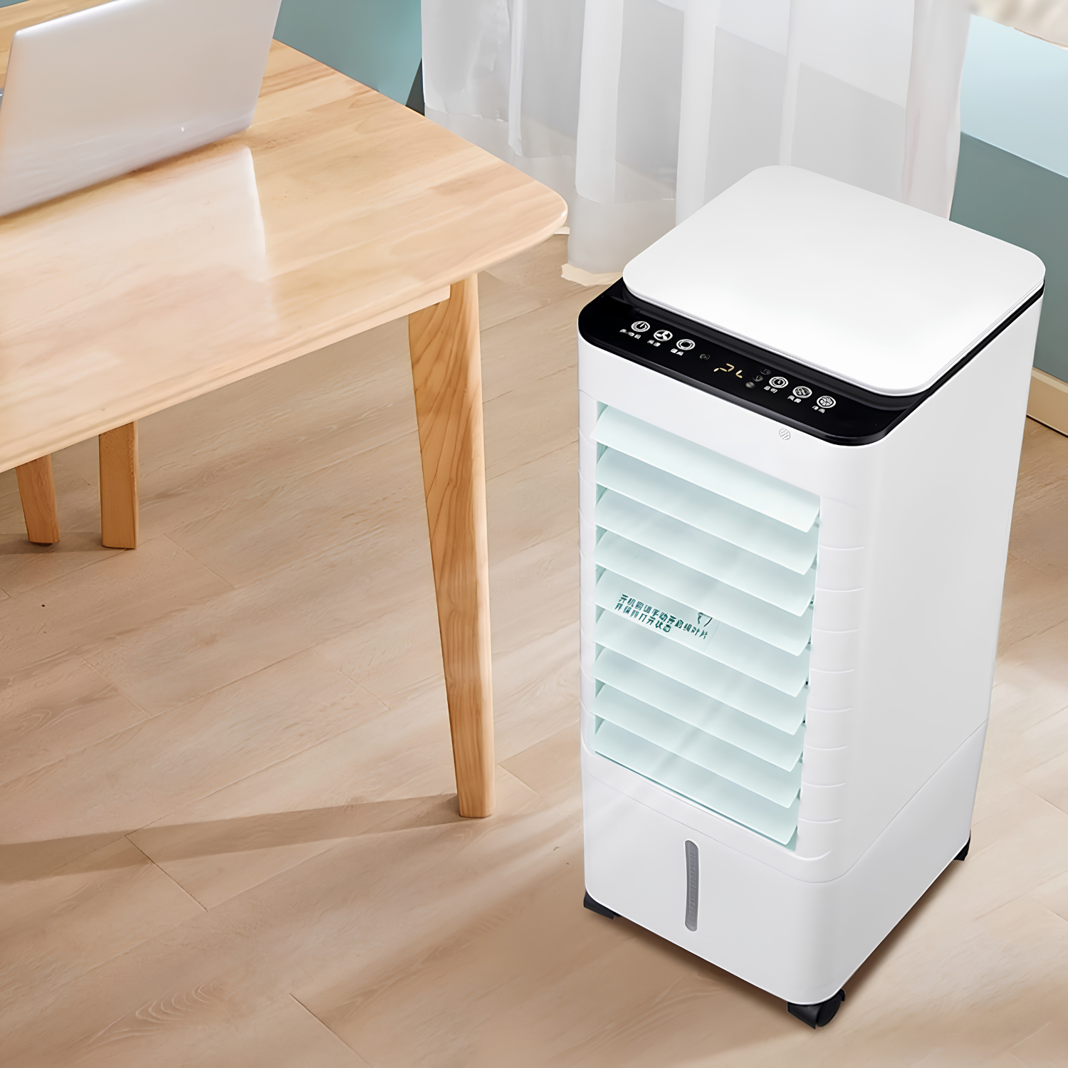 Draagbare Ventilatiekoeler met Bevochtiging en Wielen voor Woonkamer Slaapkamer Kantoor Thuis Klimaat | Sansoti