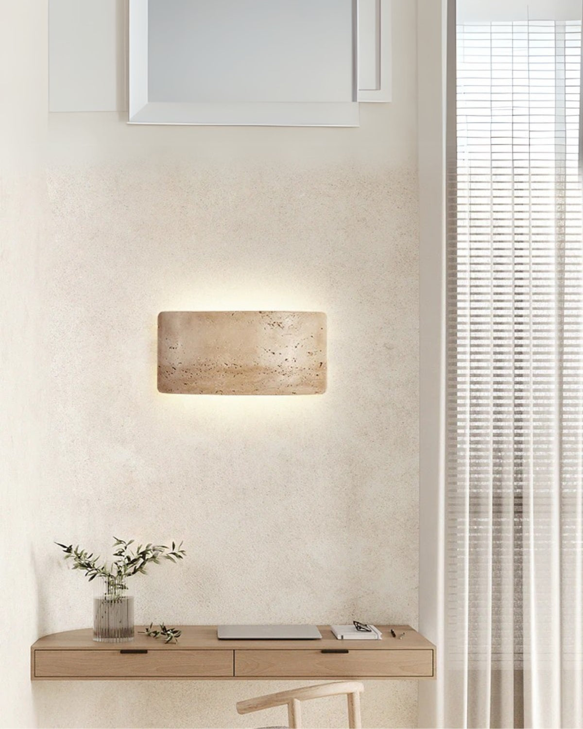 Travertin Wandlamp Modern Design met Warm LED-Licht voor Binnen en Buiten 12x25cm Waterdicht | Sansoti