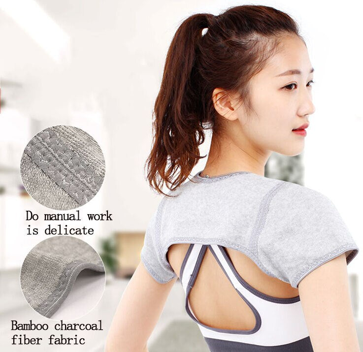 Therapeutic Shoulder Brace Bamboo Fiber Fleece Heat Support Unisex Adjustable Comfortable Shoulder Strap | Sansoti