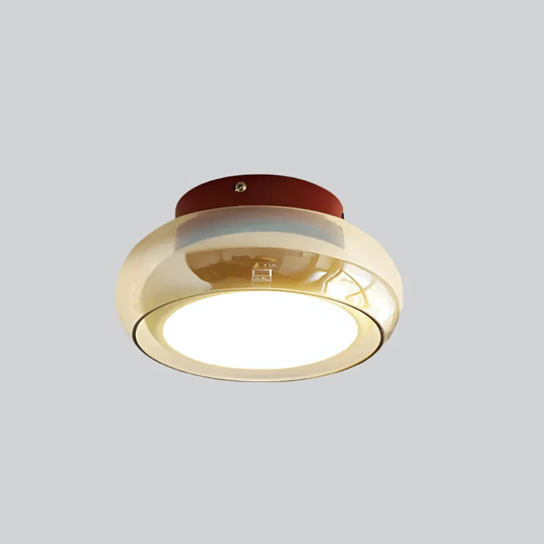 Plafondlamp Glas LED 24W Amber Woonkamer Hal Retro Design Compact Modern | Sansoti