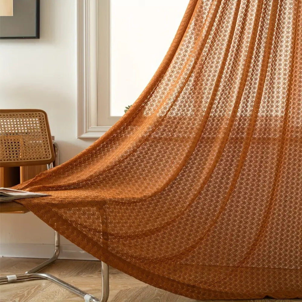 Gehaakte Gordijn Amber 150x99cm Bohemian Stijl Lichtfilterend Decoratief Raamgordijn Microvezel | Sansoti