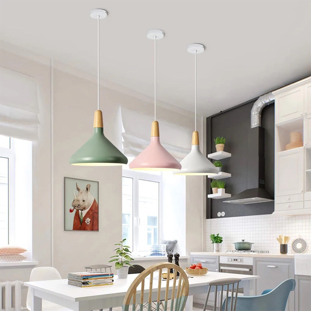 Hanglamp Scandinavisch Aluminium Hout Wit E27 Eettafel Woonkamer Minimalistisch Design Verlichting Keukeneiland | Sansoti