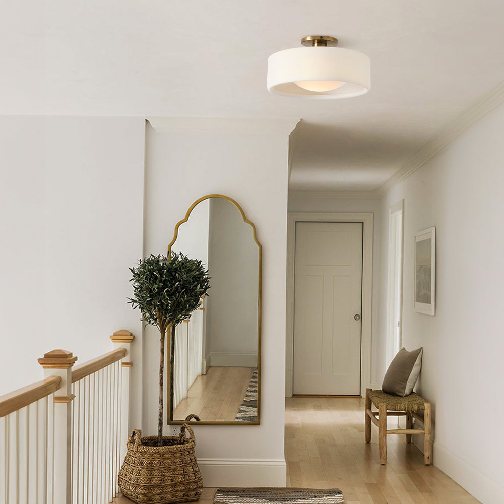 Keramische Plafondlamp Scandinavisch Design met Halfrond Porselein Kap | Sansoti