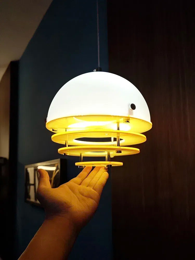 Stijlvolle Hanglamp Bauhaus Design Oranje-Wit Sfeerverlichting voor Moderne Interieurs | Sansoti
