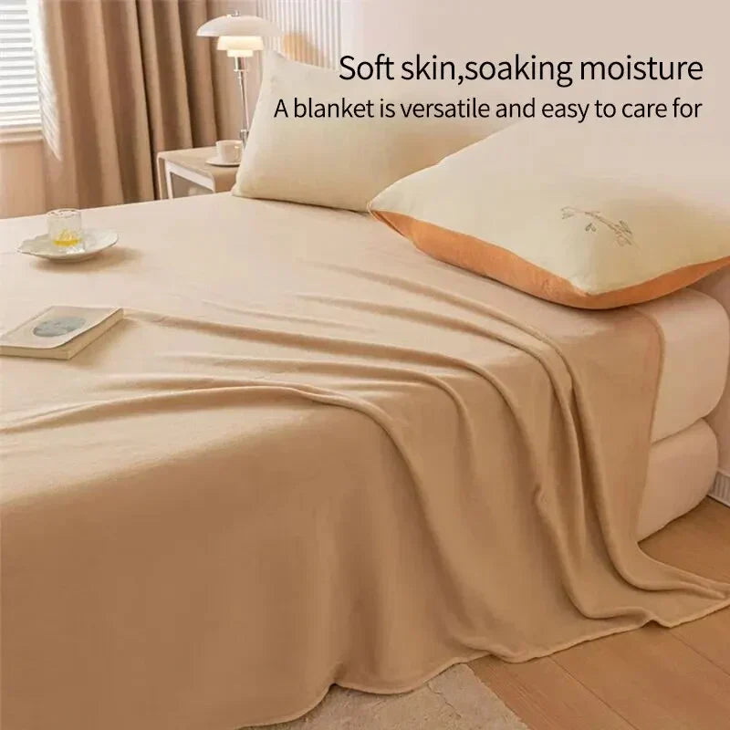 Solid-Color Fleece Throw, Woolly Soft and Warm Winter Blanket, Sofa Bed Blanket, Comfort Cozy Snuggle Throw for the Sofa | Sansoti