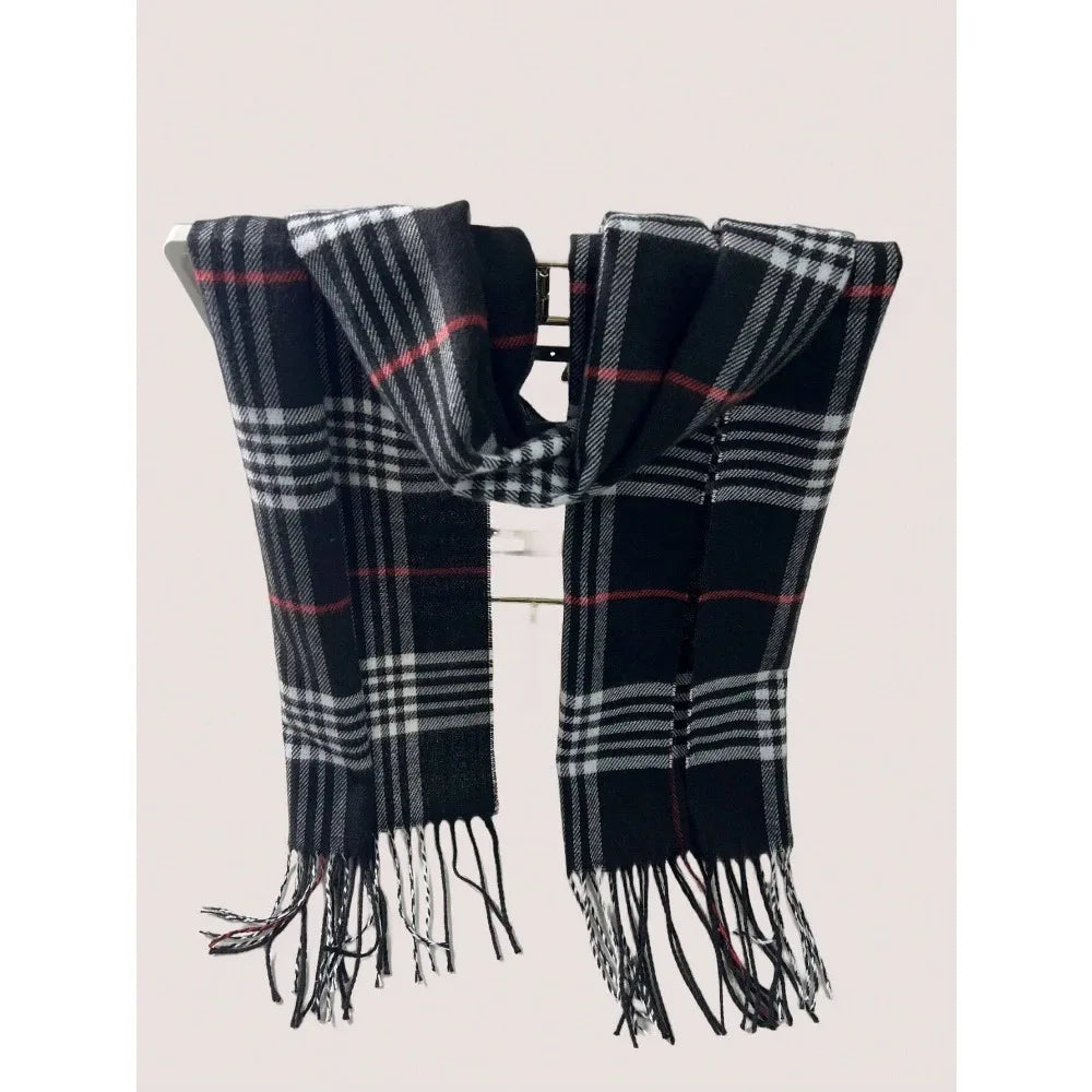 Checked Scarf with Soft Cashmere Touch, Winter Warmth for the Neck, Unisex Accessory for Men and Women, Outdoor | Sansoti