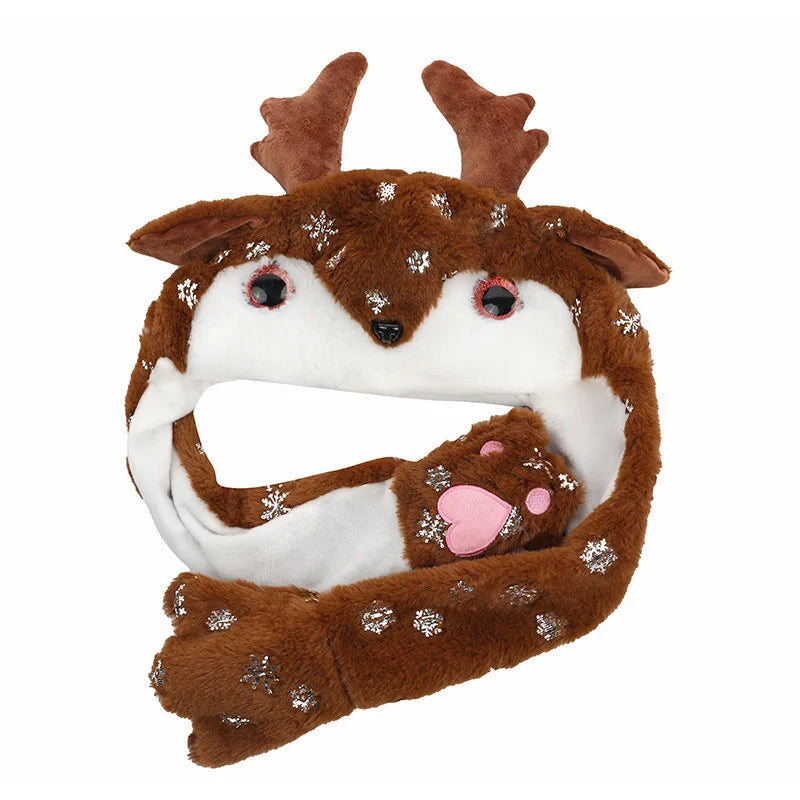Plush Christmas Hat Reindeer Snowman Santa Festive Winter Accessory Adults Christmas Party Decoration | Sansoti